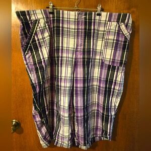 Women's Plaid Purple and Black Shorts